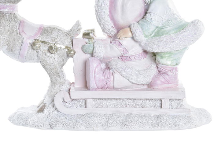 DKD Home Decor Figura Navidad Trineo Resina Rosa Blanco 16.5 x 7.5 x 12 cm