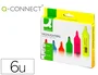 Q-connect Rotulador Fluorescente Punta Biselada, Caja de 6 Unidades, Colores Surtidos