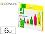 Q-connect Rotulador Fluorescente Punta Biselada, Caja de 6 Unidades, Colores Surtidos