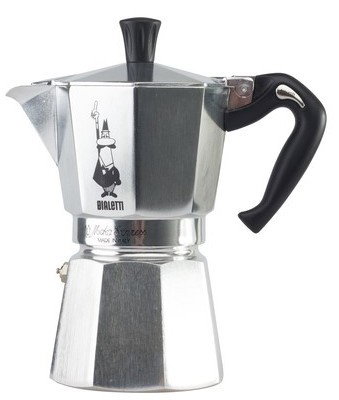Bialetti Moka Express 6 tazas, Plata/Negro