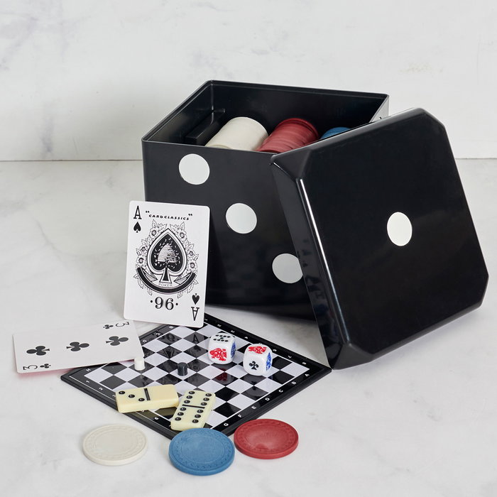 Mister Gadget Cubo De Juegos 6 En 1 Vintage Backgammon Damas Ajedrez Cartas Domino Casino Dados 15x15cm