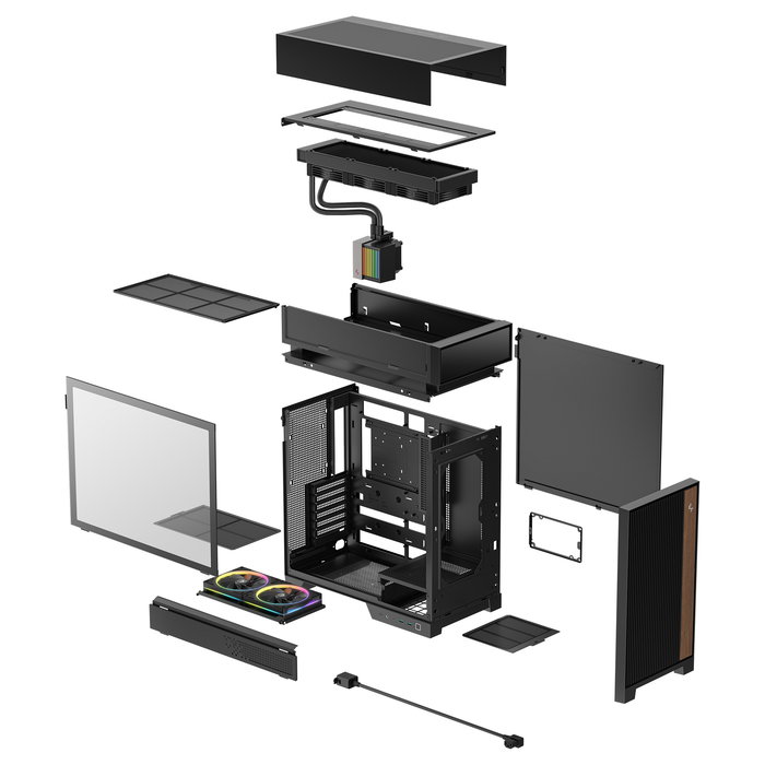 DeepCool CL6600 Caja Midi Tower Gaming Negro, con Refrigeración Líquida AIO 360mm Incluida, Panel de Cristal Templado, RGB, Soporta ATX/micro-ATX/Mini-ITX
