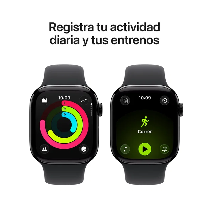 Apple watch series 11 (gps) 42 mm aluminio color negro azabache reloj inteligente con pulsera deportiva fluoroelastÓmero negro t