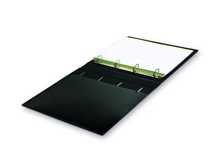 Pardo Carpeta con Recambio Personalizable 4 Anillas 35 mm Negro PP Foam, Block 120 Hojas 90 grs, Separador 5 Colores, A4