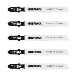 WOLFPACK LINEA PROFESIONAL Hojas de Sierra Caladora para Metal Fino 5 Piezas HSS 21 TPI