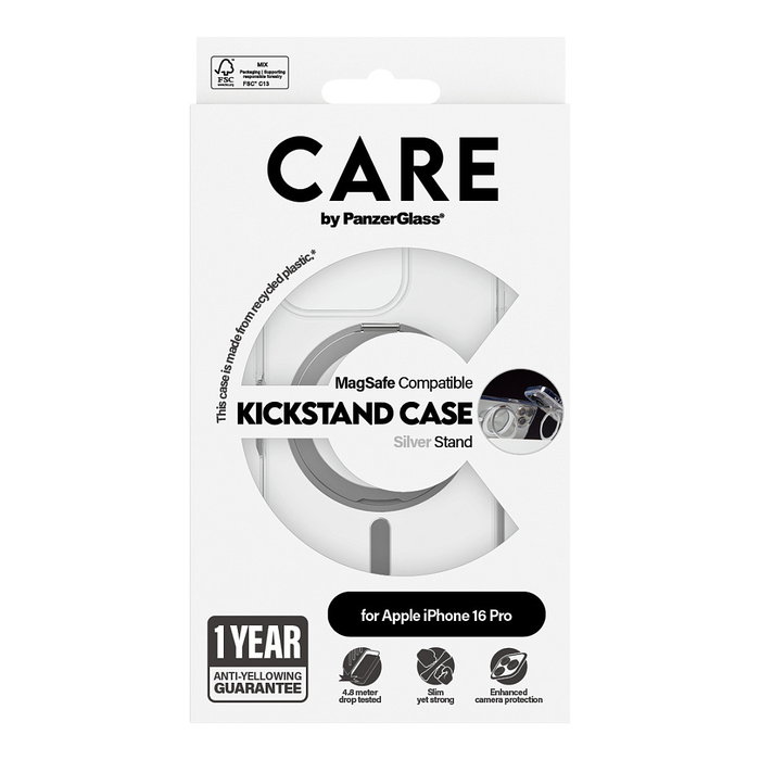 PanzerGlass CARE Feature Case Transparente con MagSafe para iPhone 16 Pro