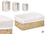 KIPIT Set de 3 Cestos Rectangulares Madera + Blanco