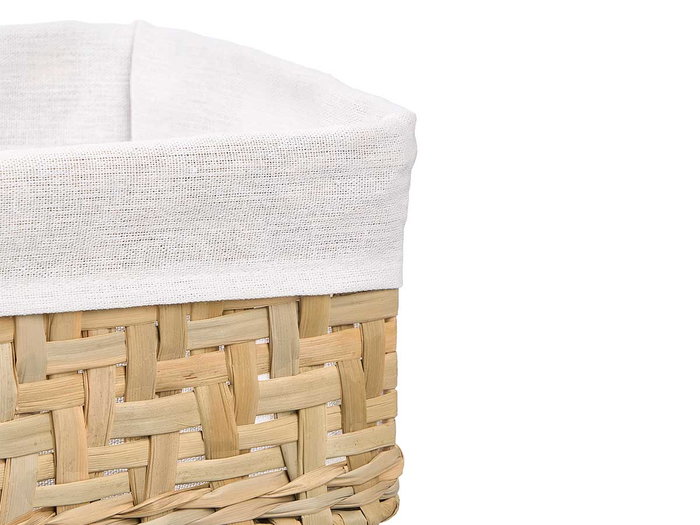 KIPIT Set de 3 Cestos Rectangulares Madera + Blanco KIPIT Set de 3 Cestos Rectangulares Madera + Blanco