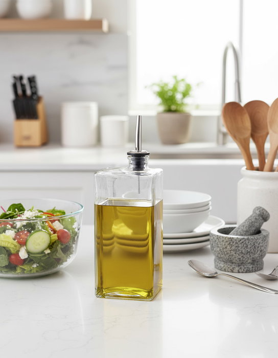 La Mediterranea Aceitera Vidrio con Tapón 500 ml 8.6 x 5.2 x 23.7 cm (24 Unidades)