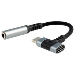 Nano Cable Adaptador USB-C a Jack 3.5 mm y USB-C Hembra para Audio y Carga Simultánea, Cable 10 cm Negro - Ref. 10.24.1207