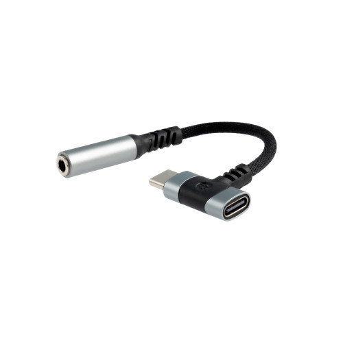 Nanocable Adaptador USB-C a Jack 3.5 mm y USB-C de carga, 10 cm, Negro