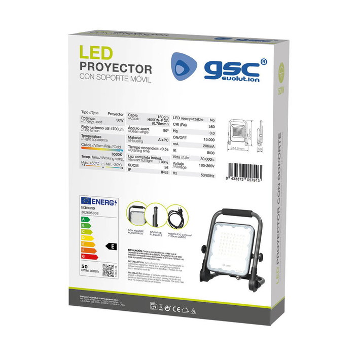 GSC Evolution Proyector LED de aluminio 50W 6500K IP65 Gris