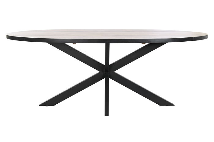 DKD Home Decor Mesa Comedor Loft 100 x 76 x 200 cm Metal Mango Natural Negro