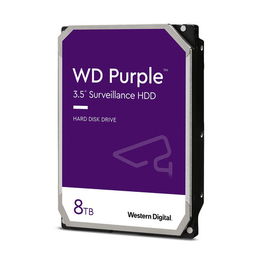 WESTERN DIGITAL HDD 3.5" 1TB 5400RPM 64MB SATA3 PURPLE WD11PURZ Disco Duro 6Gbps 180MB/s 64 Cámaras 300000 Ciclos