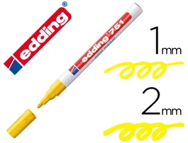 Edding 751 Rotulador Punta Fibra Amarillo Punta Redonda 1-2 mm Tinta Permanente Opaca Ideal Madera Vidrio Plástico Metal