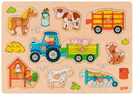GOKI Puzzle de Encaje de 9 Piezas con Tractor y Remolques