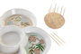 DKD Home Decor Bandeja de Aperitivo Gres y Bambú Verde 22x22x3 cm