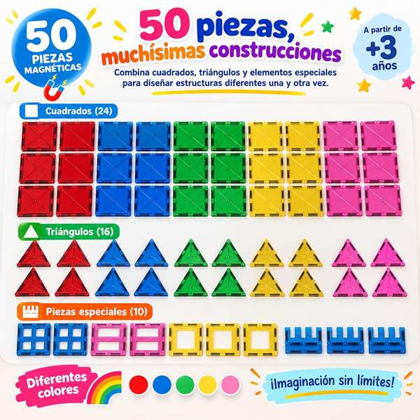 Jugatoys - magnetics Juego de construcción Magnético Castillo 50 piezas