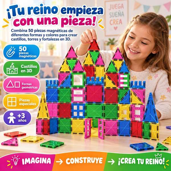Jugatoys - magnetics Juego de construcción Magnético Castillo 50 piezas