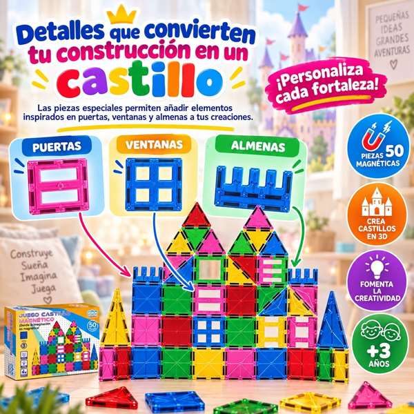 Jugatoys - magnetics Juego de construcción Magnético Castillo 50 piezas