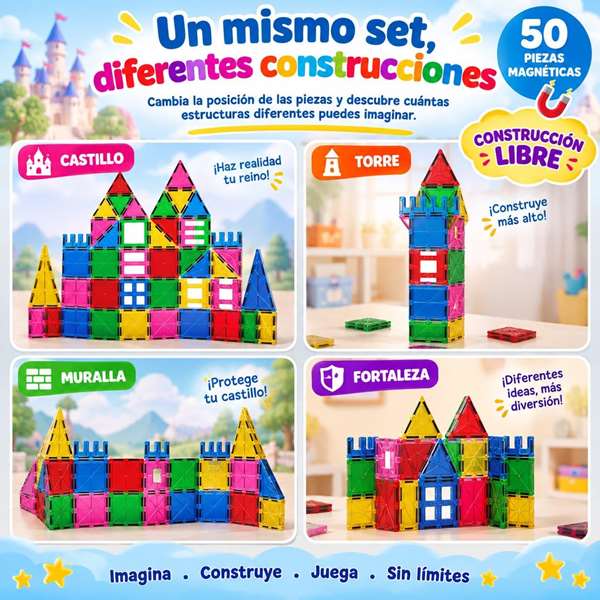 Jugatoys - magnetics Juego de construcción Magnético Castillo 50 piezas