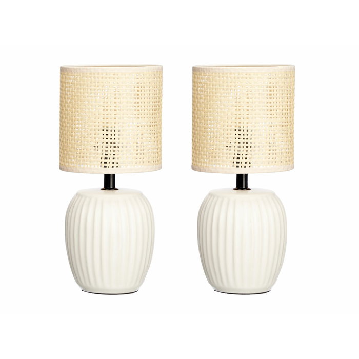 Giftdecor Set de 2 Lámparas de Sobremesa Blancas con Rayas