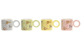 DKD Home Decor Set de 12 Tazas de Porcelana Gatos Surtido 4 Colores