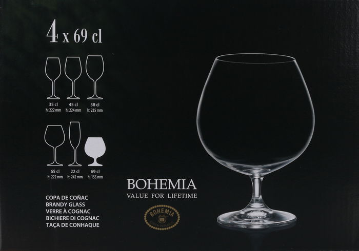 Bohemia Set 4 Copas Coñac Clara 690cc (6 Cajas)
