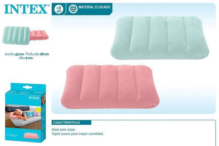 Intex Almohada Flocada PVC Rayon 43x28x9cm Colores Surtidos