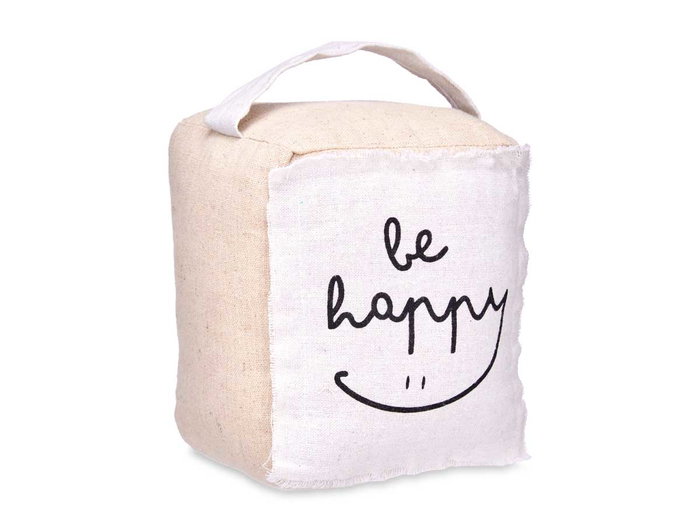 GIFTDECOR Tope de puerta cubo Be Happy Blanco