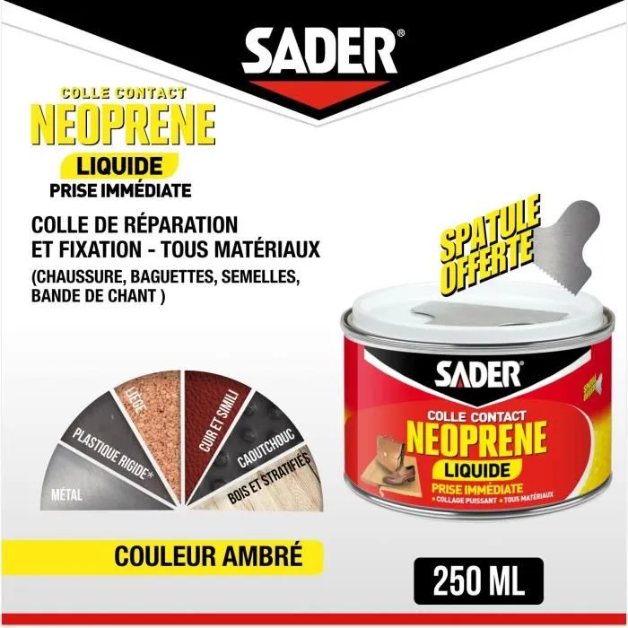 Sader Caja de Metal Líquido de Contacto Líquido de Neopreno Multiuso Súper Potente Agarre Inmediato 250 ml