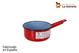 La Estrella Cazo recto para cocina, 14 cm, color rojo, acero inoxidable con mango ergonómico. (6 Unidades)