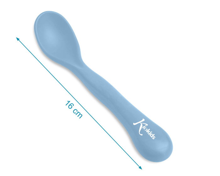 KioKids Cuchara Grande para Comida de Bebé, Azul, +6 meses