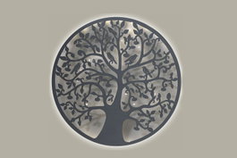 DKD Home Decor Decoración de Pared LED Metal Árbol Blanco 40x40 cm