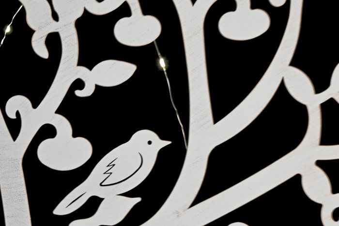 DKD Home Decor Decoración de Pared LED Metal Árbol Blanco 40x40 cm