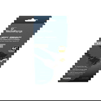MEDIARANGE Cable HDMI MRCS256 Extensión 2 m 18 Gbps 2.0 4K@60Hz HDR ARC Ethernet 3D, Negro