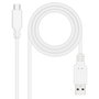 Nanocable Cable USB 2.0 USB-C a USB-A, 1,5 m, Blanco, 3 A