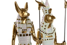 DKD Home Decor Figura Oriental Blanco Dorado 11.5 x 36 x 7 cm (2 Unidades)