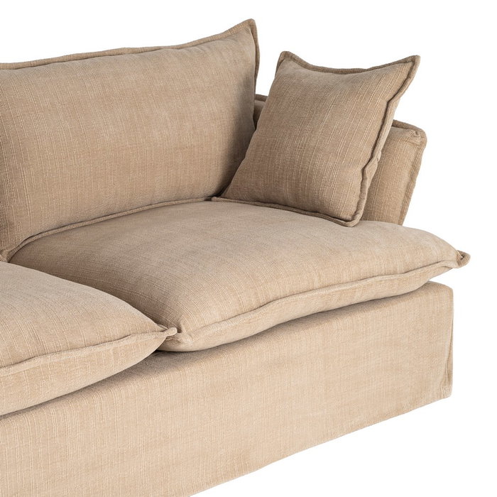 Sofá 3 Plazas Beige Oscuro Tejido 221 X 103 X 72 cm