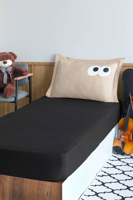 L'essentiel linge de maison Juego de Sábanas Individuales 100x200cm Algodón Poliéster Negro Marrón Confortable