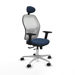 PIQUERAS Y CRESPO Silla de oficina Jorquera Azul marino/Blanco con mecanismo Sincro/Traslack