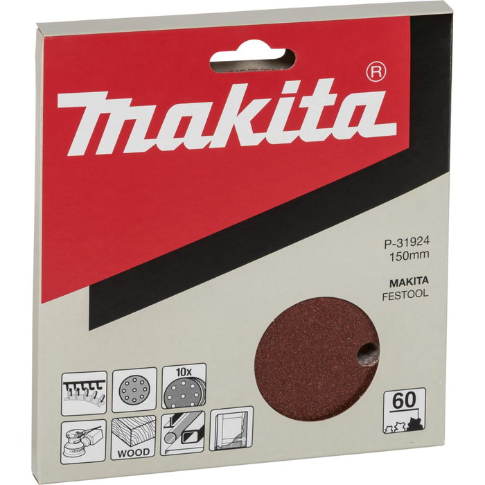 Makita Hojas de lija 150mm K60 Makita Hojas de lija 150mm K60