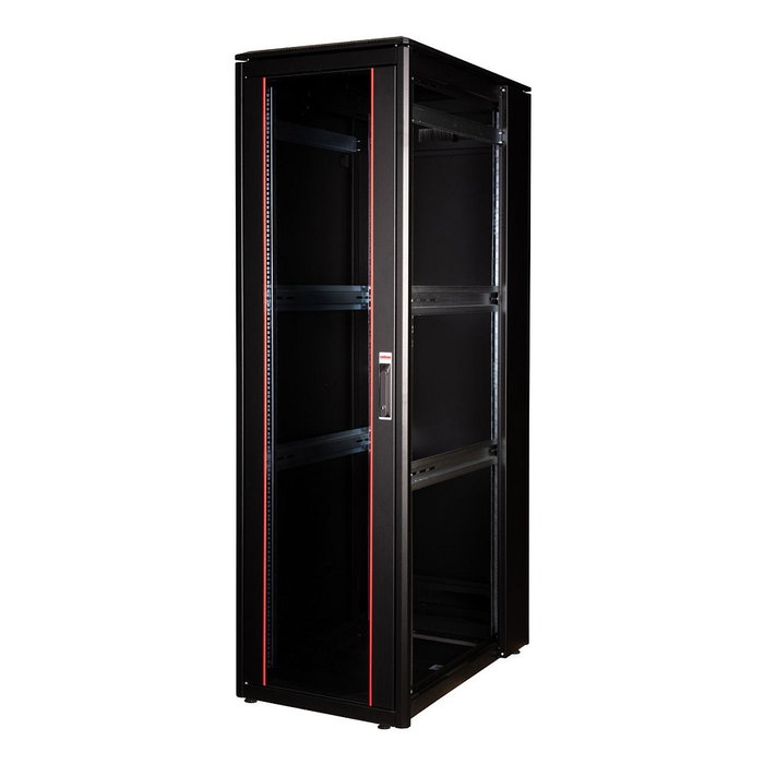 ROLINE Rack de Red 42U 19 Pulgadas, 42 HE, 600 mm x 1000 mm (BxT), Puerta de Cristal Negra, Peso Máx. 600 kg, Ref. 26.21.0230