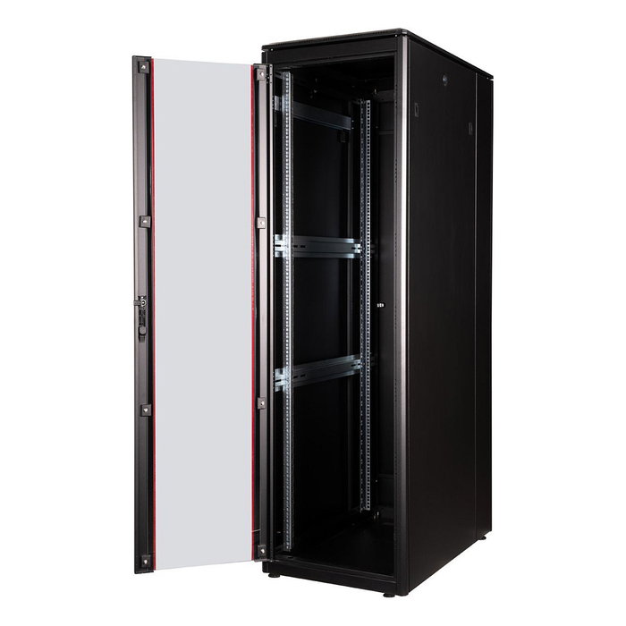ROLINE Rack de Red 42U 19 Pulgadas, 42 HE, 600 mm x 1000 mm (BxT), Puerta de Cristal Negra, Peso Máx. 600 kg, Ref. 26.21.0230