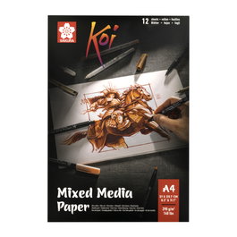 Sakura Cuaderno de papel para técnicas mixtas Koi, A4, 290 g, 12 hojas