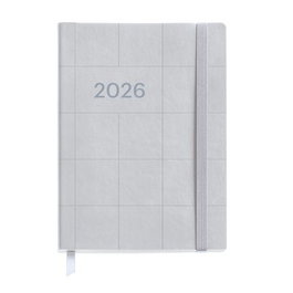 Agenda Anual (2026) Miquelrius Basic Cuadros Cosida Tapa Simil Piel Con Goma Journal 122X168 D/P Silver