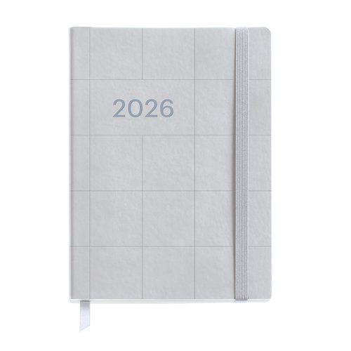 Agenda Anual (2026) Miquelrius Basic Cuadros Cosida Tapa Simil Piel Con Goma Journal 122X168 D/P Silver Agenda Anual (2026) Miquelrius Basic Cuadros Cosida Tapa Simil Piel Con Goma Journal 122X168 D/P Silver
