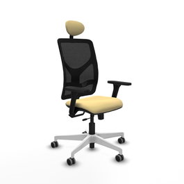 PIQUERAS Y CRESPO Silla de oficina Motilla con mecanismo Sincro/Traslack, Crema y Negro