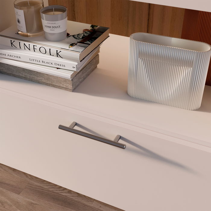 Emuca Lote de 10 tiradores para mueble Orlando, L336mm, intereje 256mm, Acero, Níquel satinado