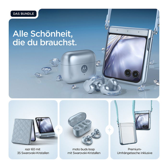 Motorola razr 40 Ultra - Bundle con moto buds loop - Smartphone plegable 6.9" P-OLED 120Hz, 256GB 8GB RAM, 5G, 50MP, Android 15, Batería 4500 mAh, Color Azul Motorola razr 40 Ultra - Bundle con moto buds loop - Smartphone plegable 6.9" P-OLED 120Hz, 256GB 8GB RAM, 5G, 50MP, Android 15, Batería 4500 mAh, Color Azul